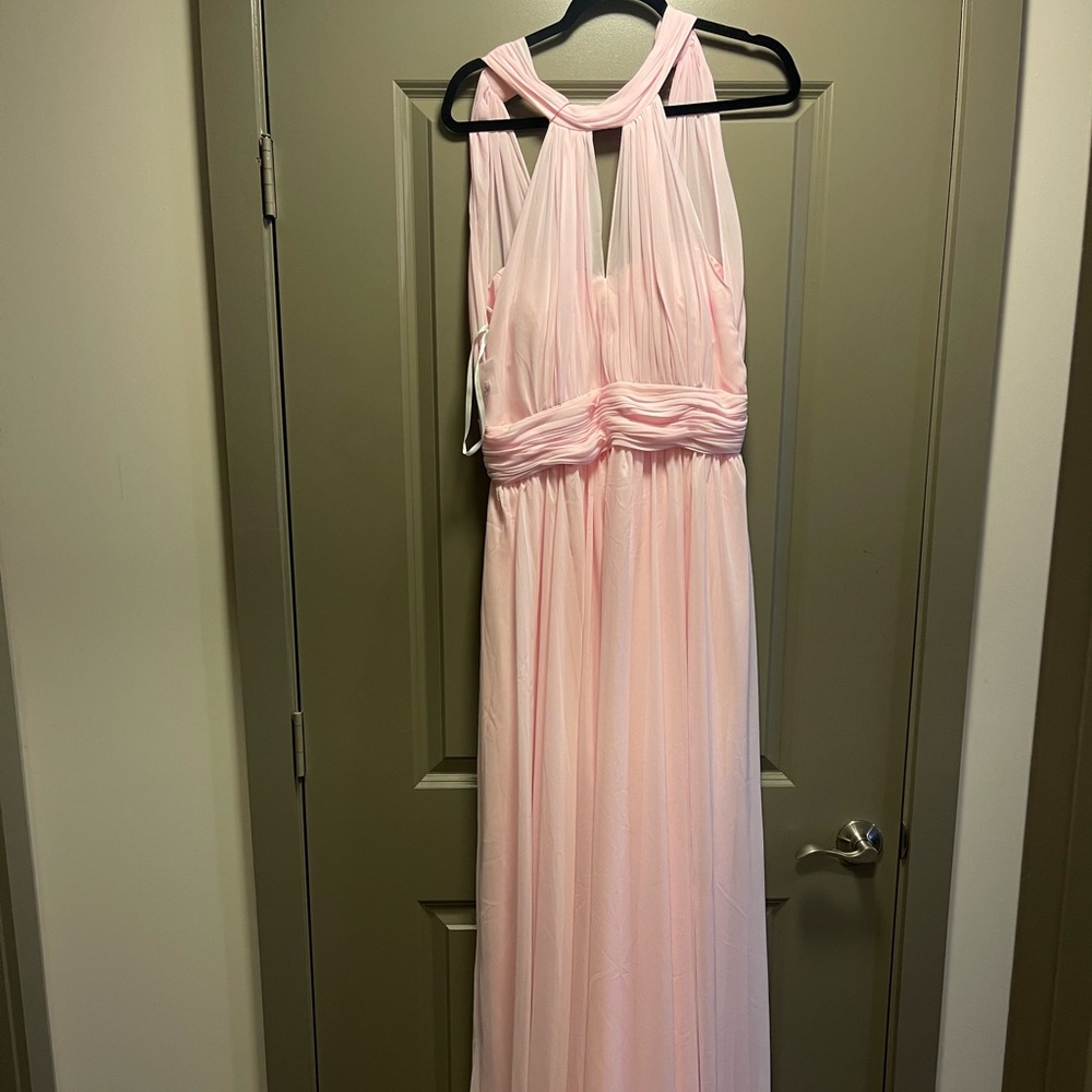 Bridesmaid Dress - For Her and For Him Bridesmaid (Barely Pink, Chiffon) SIZE 16